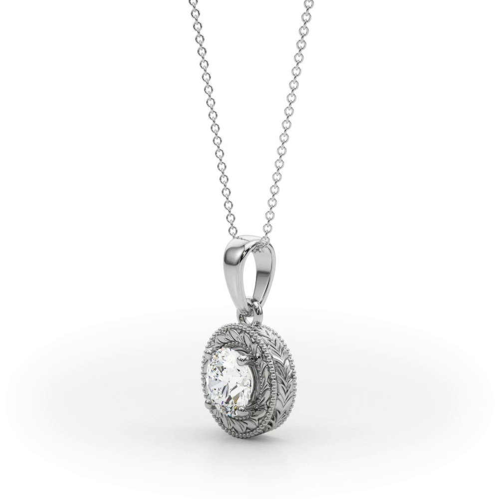 360 degree view of Vintage Round Diamond Solitaire Necklace (3/4 ct. tw.)